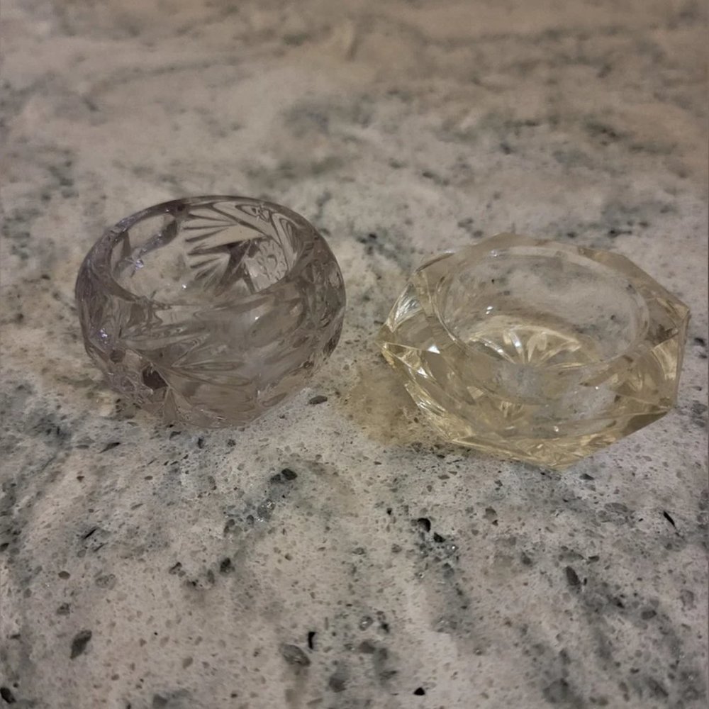 Antique Cellar Crystal Dishes not Matching Cute and Delicate genuine 1900s